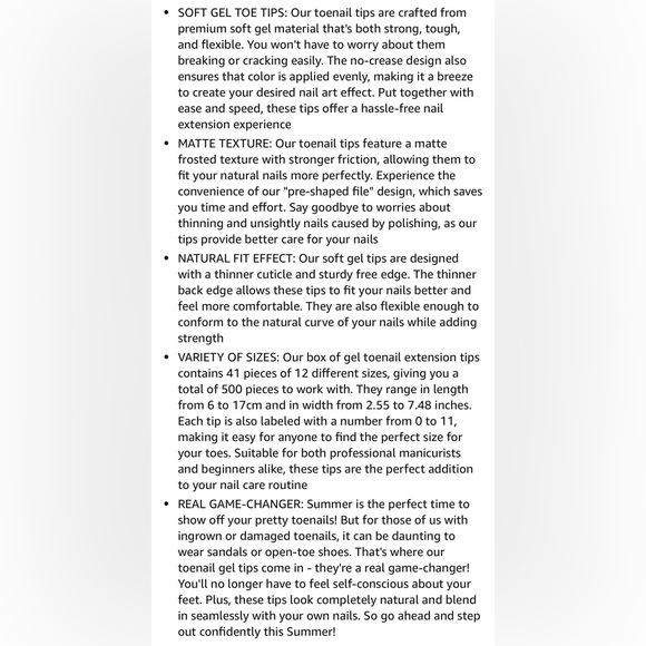 500Pcs Gel x Toe Nail Tips - Picture 6 of 9